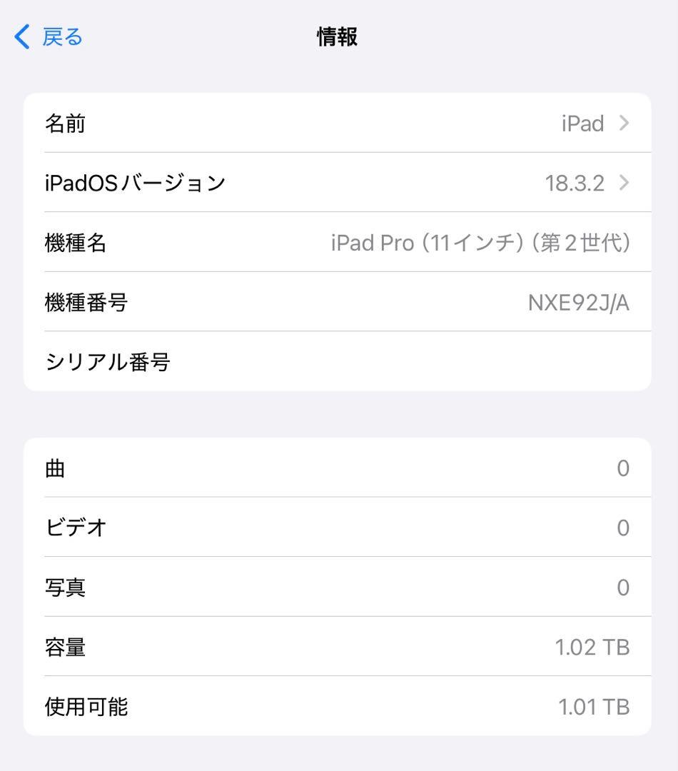 iPad Pro 第2世代 Wi-Fi + Cellularモデル 1TB
