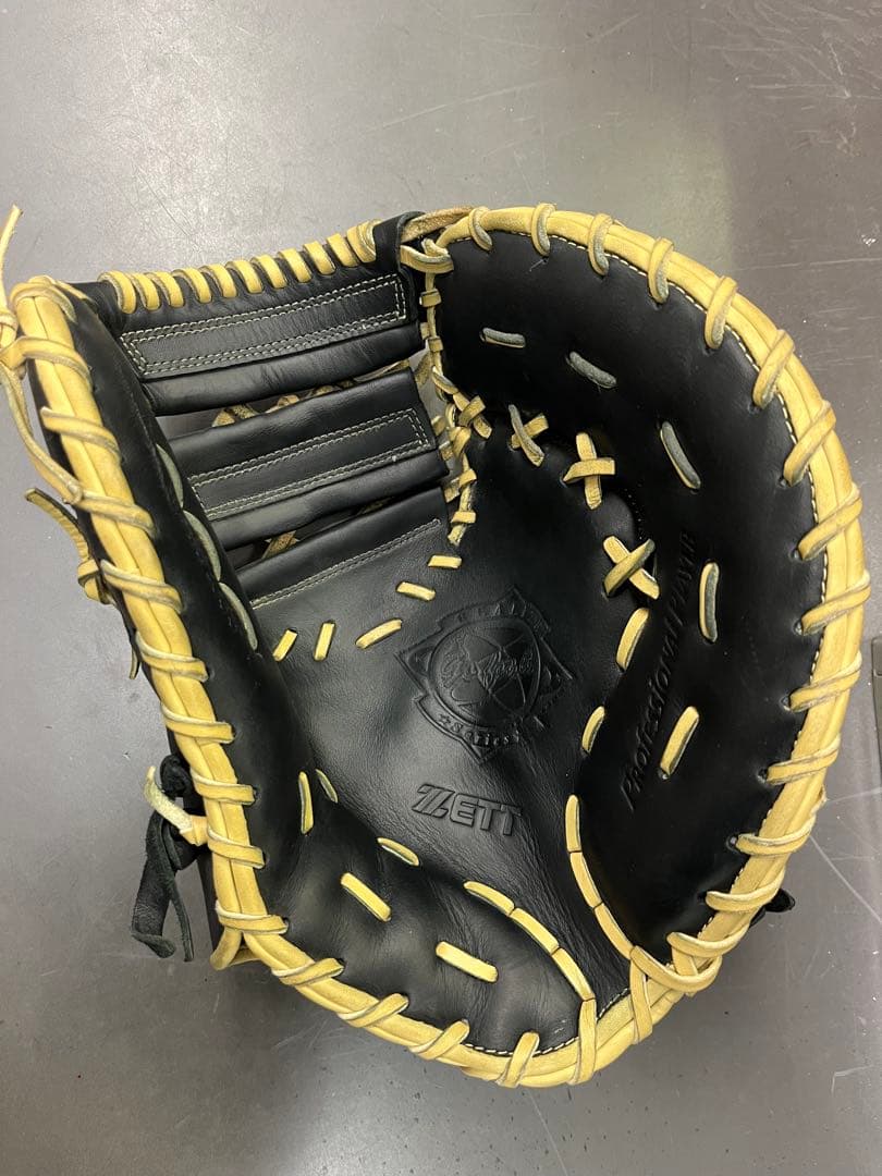 【Blue3】ZETT ソフトボール用キャッチャーミット 黒/キャメル