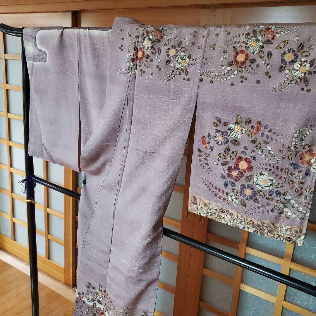 未使用♥️手描き紬訪問着「辻ヶ花」 パールトーン　トールサイズ◾お値打ち価格