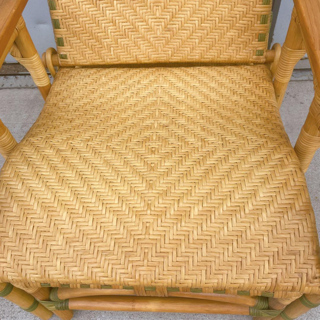 【送料無料】 ラタン リクライニングチェア 木製肘置きチェア オットマン