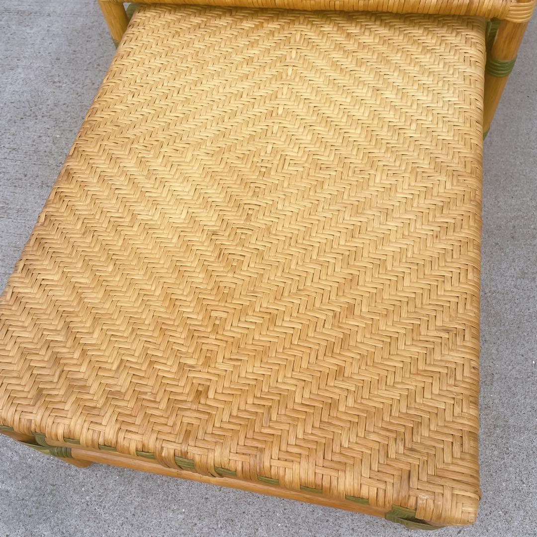 【送料無料】 ラタン リクライニングチェア 木製肘置きチェア オットマン