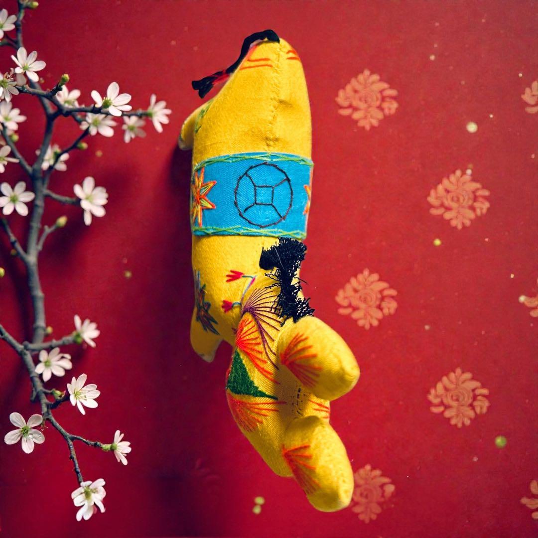 昭和期の中国民間玩具・陝西省西安 毛馿（馬/黄）郷土玩具　午年　干支飾り