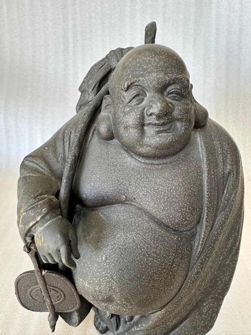 銅製 布袋様 净雲 在銘 七福神 高さ約27.5cm 縁起物 金属工芸
