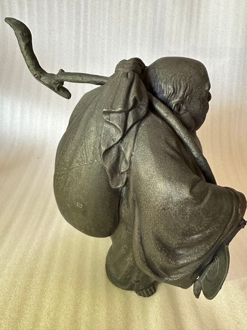銅製 布袋様 净雲 在銘 七福神 高さ約27.5cm 縁起物 金属工芸