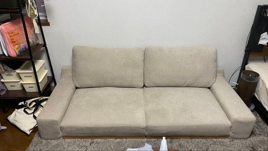 ローソファ フロアソファ 幅170cm グレージュ 分割式 カバーリング 組立品