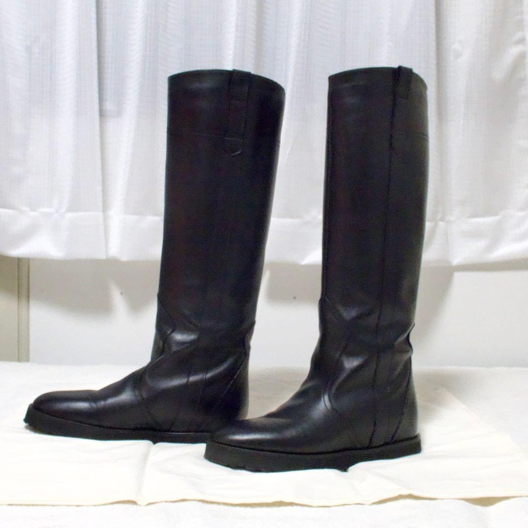 ファビオルスコーニ　ブラックレザー ロングブーツ　37