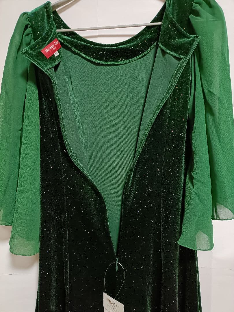 ☆新品未使用☆MMJ　フラドレス　XS-Sサイズ　ベロア　ラメ入　濃いグリーン