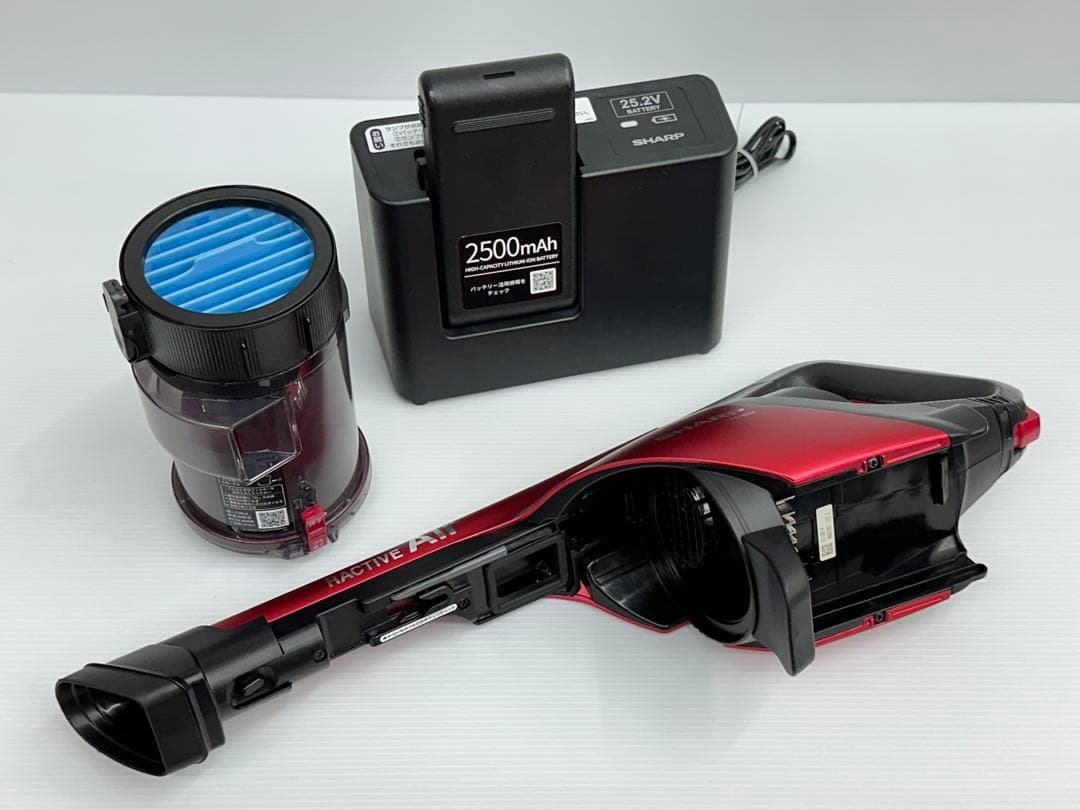 充電器+純正バッテリー付き　シャープ　EC-SR7-P 掃除機　2021年製　赤