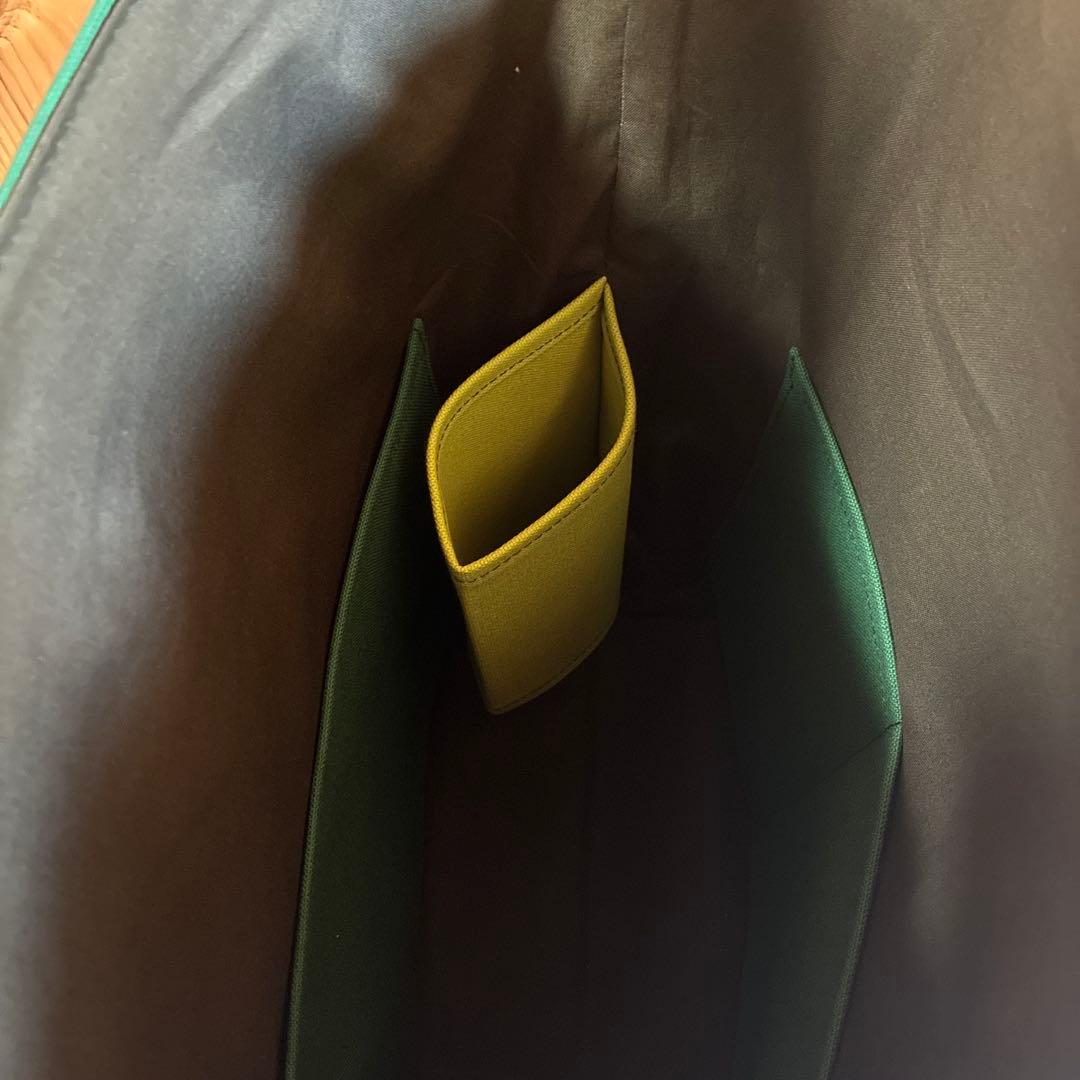 帆布トートバッグ縦長LLサイズ　バニラ&グリーン