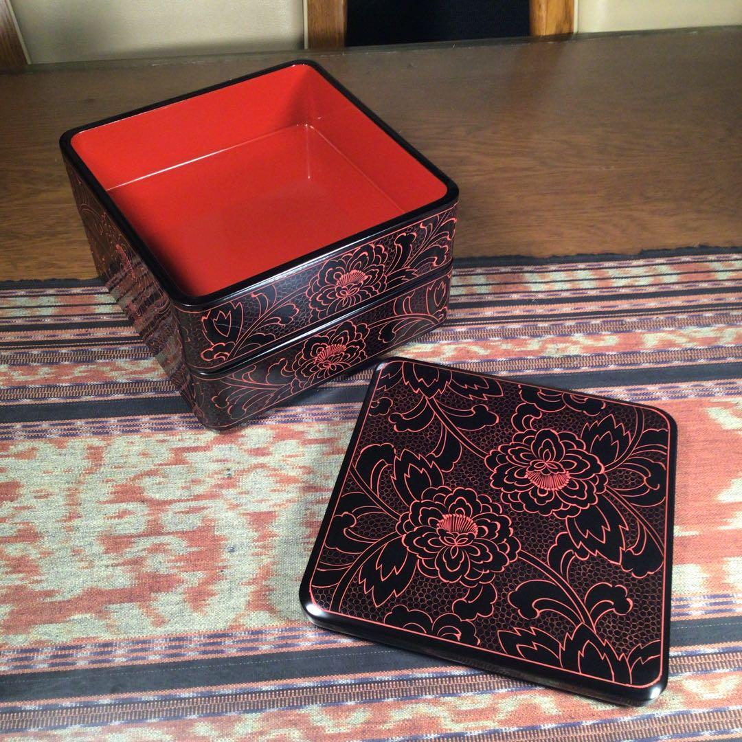 越前塗　木曽塗　信州木曽平澤　丸庄漆器店　『木製堅地漆器』　重箱