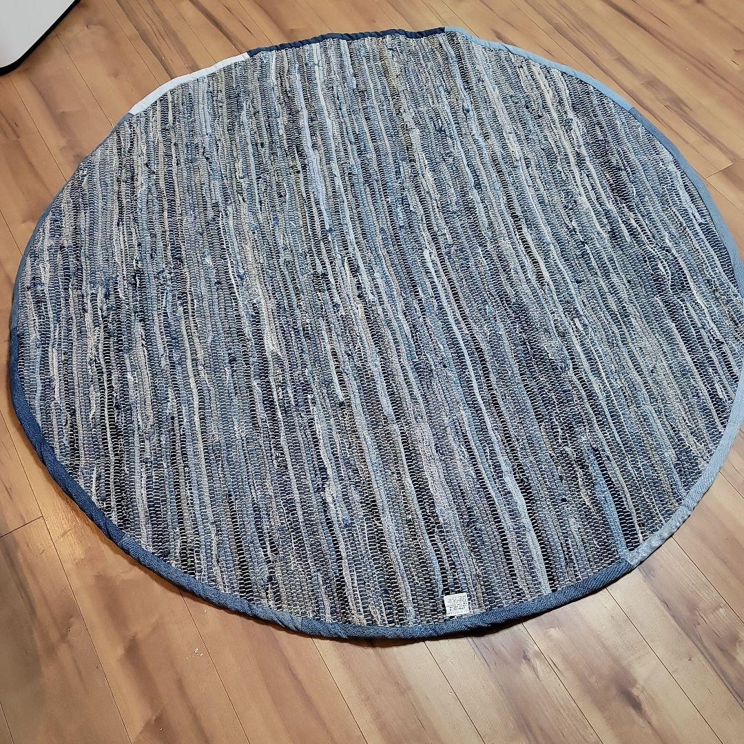 デニム　リメイク　パッチワーク　ラグ　円形　ラウンド