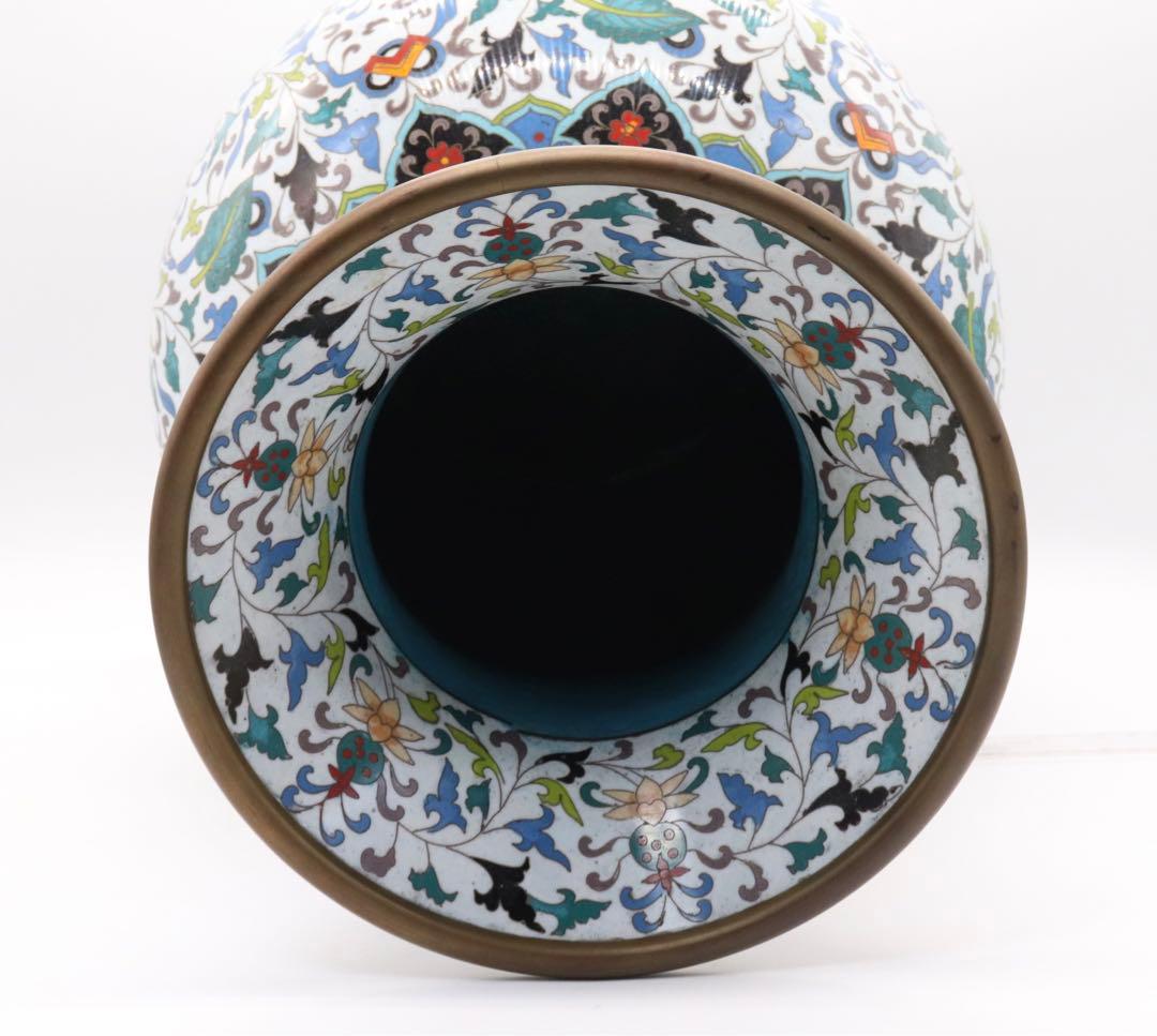 岐No33 中国七宝焼　大瓶　銘あり　アンティーク　送料込み0504