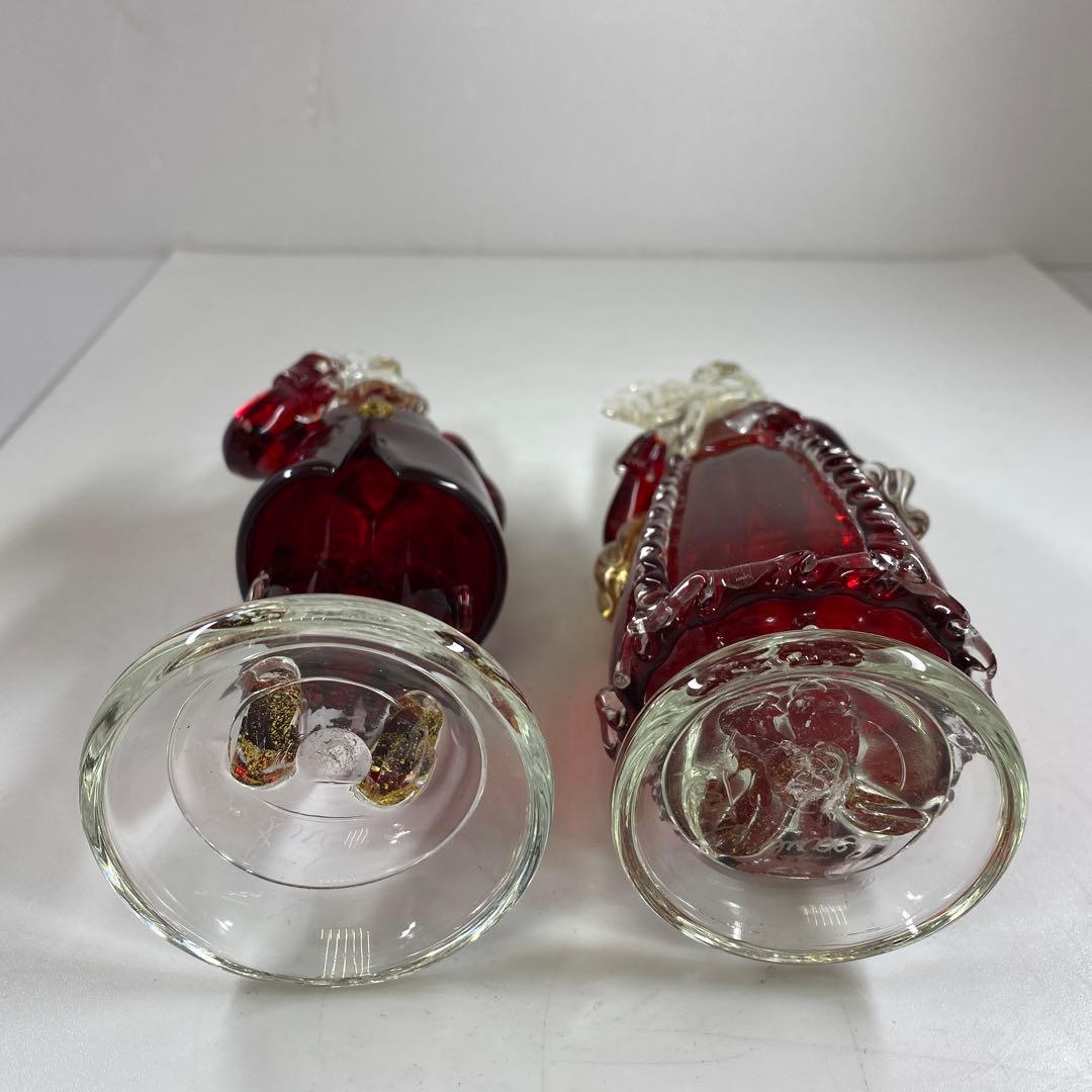 ムラーノ　ベネチアングラスフィギュリンペア高さ18.7・18㎝東な7-0305③