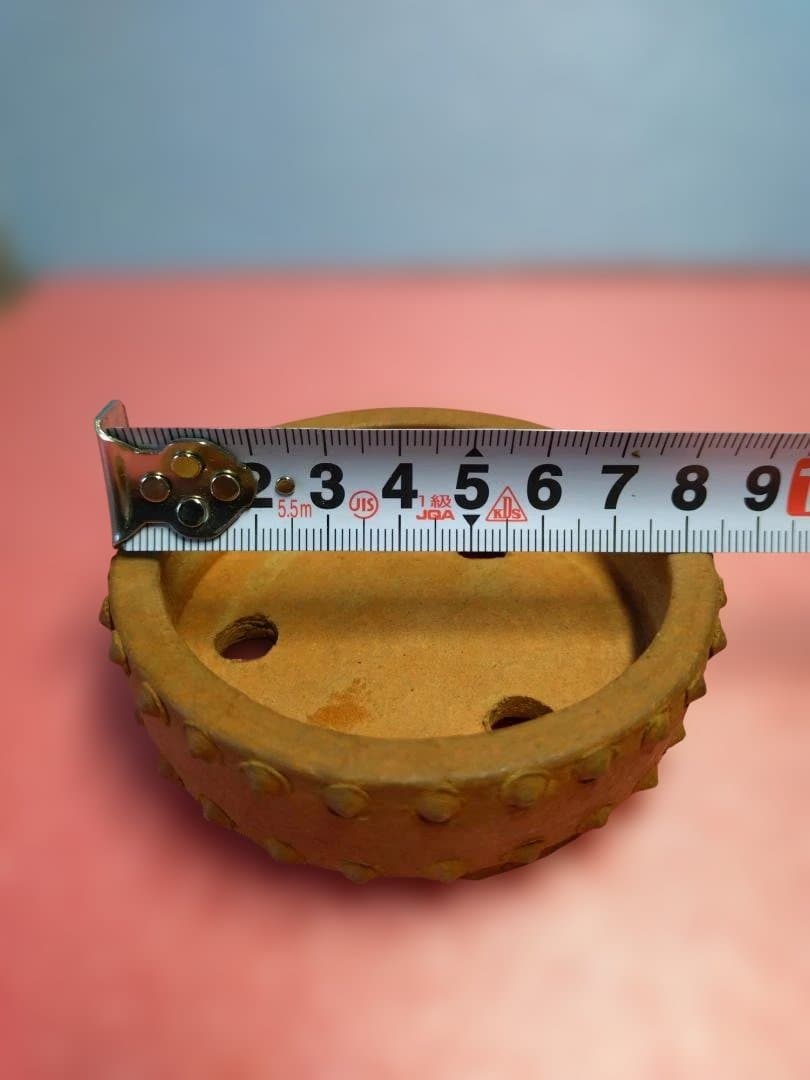 オレンジ色の陶器製盆栽鉢/ 舟山