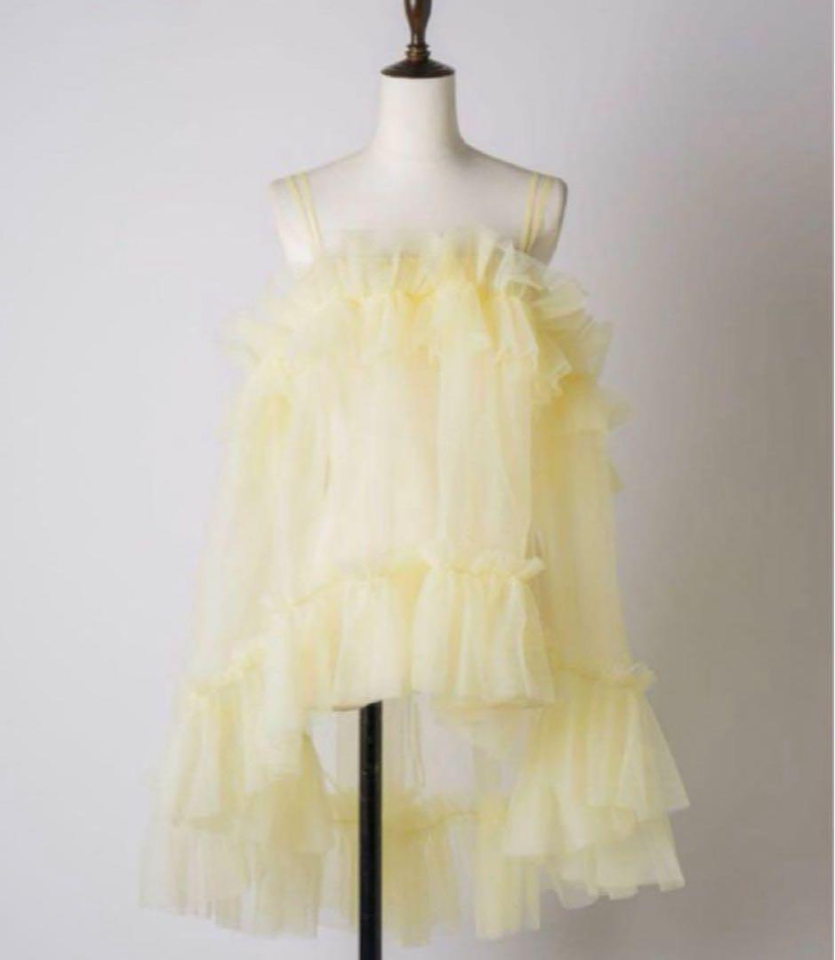 美品完売品J1U チュールボリュームフリルキャミソールチュニック