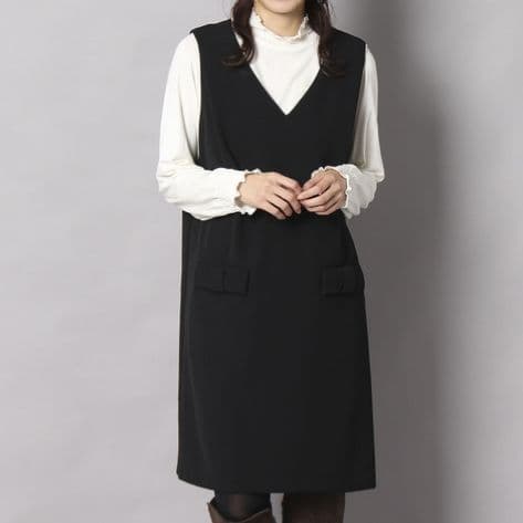ローズティアラ 大きいサイズ リボンポケットジャンパースカート50 黒