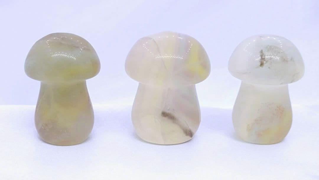 イエロー フローライト　きのこ　3点セット　キャンディ　幸運　長寿　再生