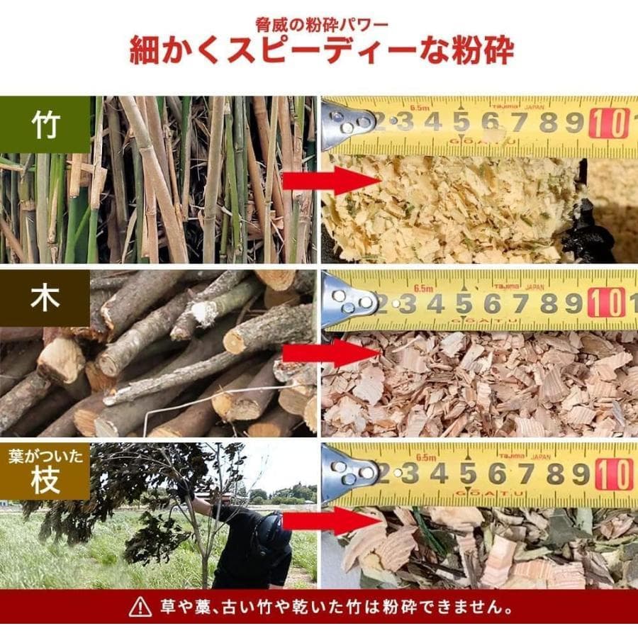 ★排出角度調整★Kareyouウッドチッパー エンジン粉砕機竹/木材 130mm