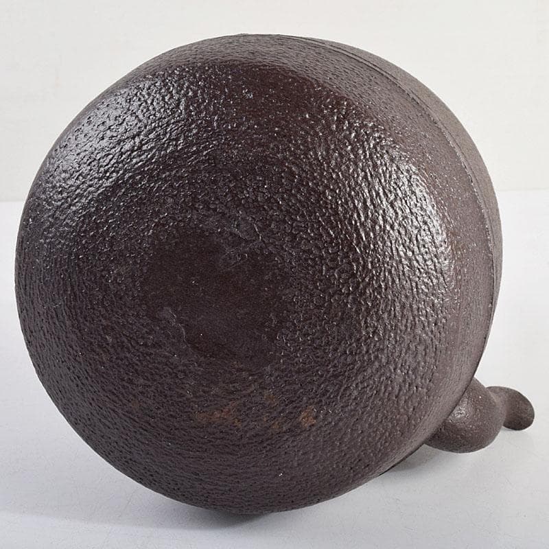 釜師　菊地政光作　万代屋　斑紫銅蓋　鋲打文　鉄瓶　鉄釜　共箱　D　R9420B