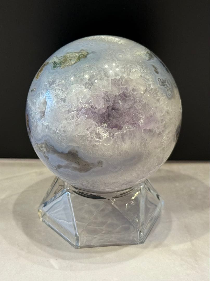 レア♡ アメジスト カルサイト モスアゲート 共生 スフィア ジオード 天然石