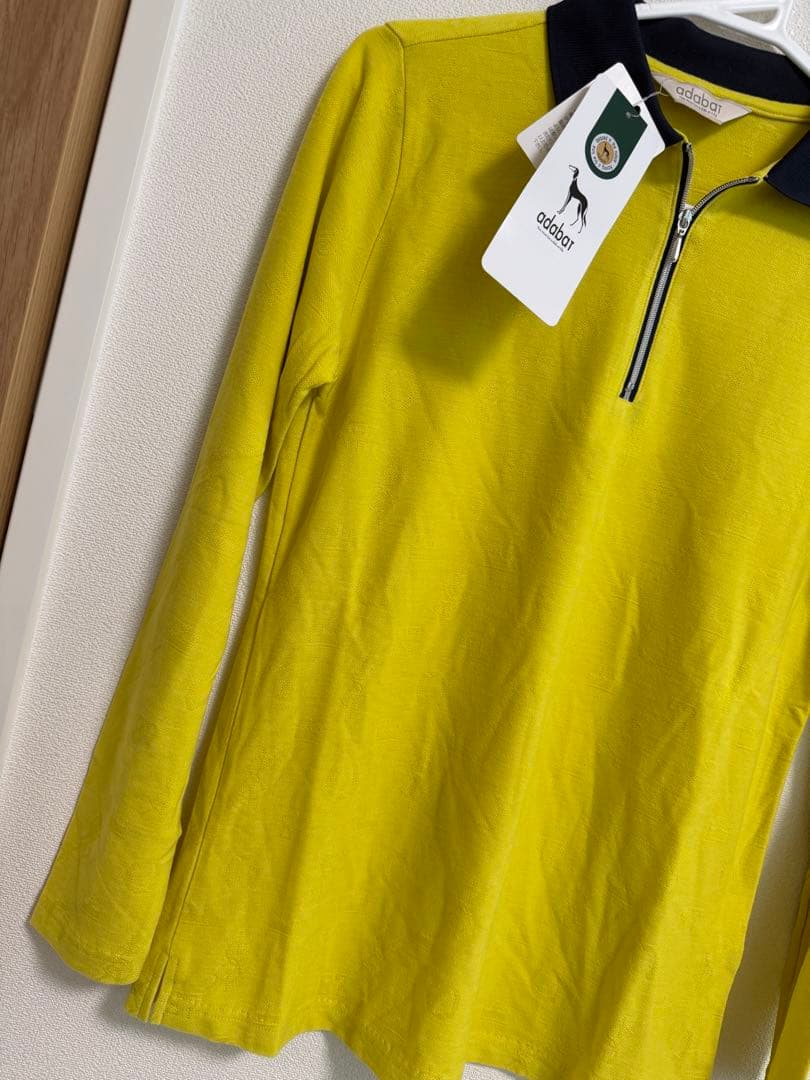 【新品タグ付】アダバット ゴルフ ハーフジップ 長袖ポロシャツ イエロー 38
