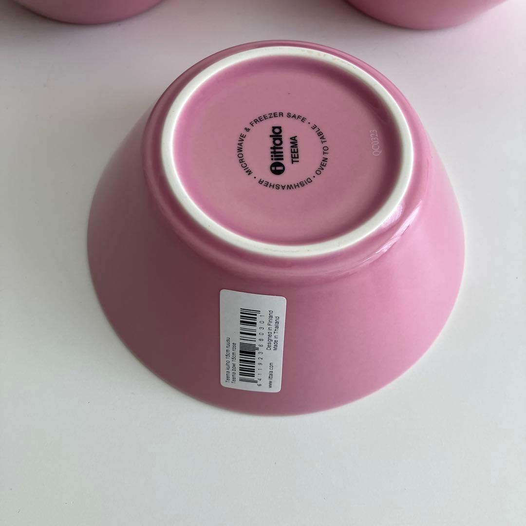 新品イッタラ　ティーマ　ローズ　15cmボウル　３枚　在庫最後バラ売り不可