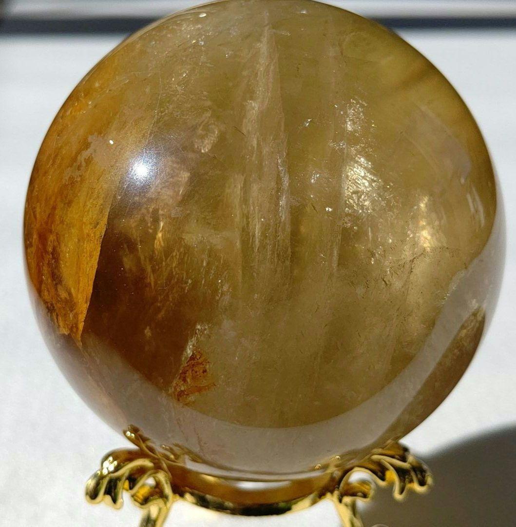 ゴールデンヒーラー　スフィア　天然石　丸玉　台座付き　7cm