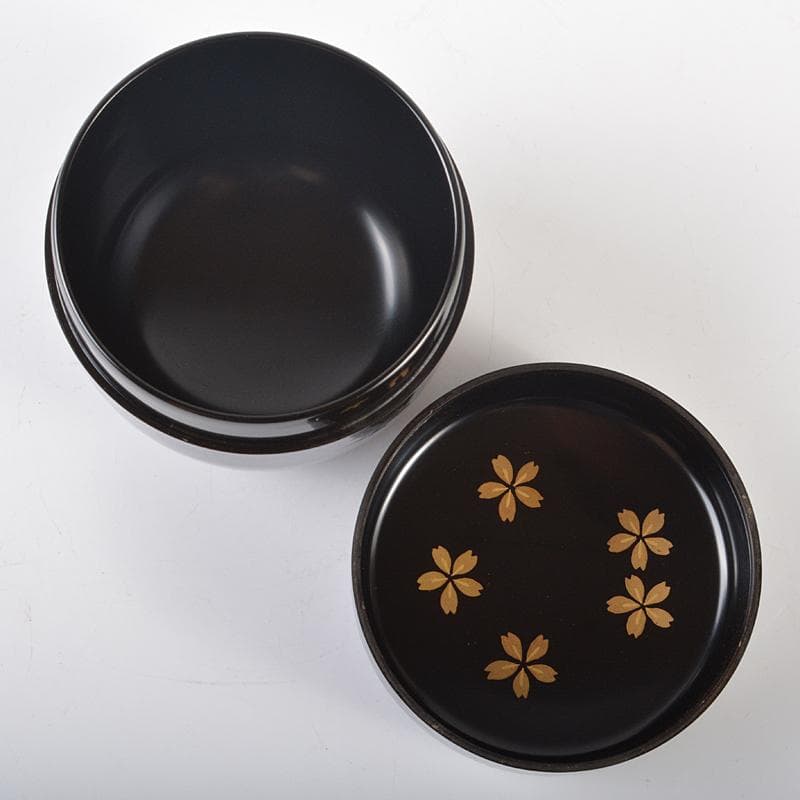 茶道具　山中塗　中村宗悦作　夜桜闇蒔絵　大棗　共布共箱　V　R6536