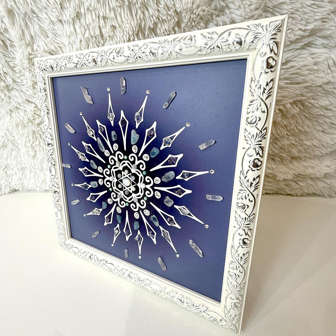 【開運】新月満月の“陰陽”クリスタルアート 天然石 曼荼羅 ヒーリング 2枚組