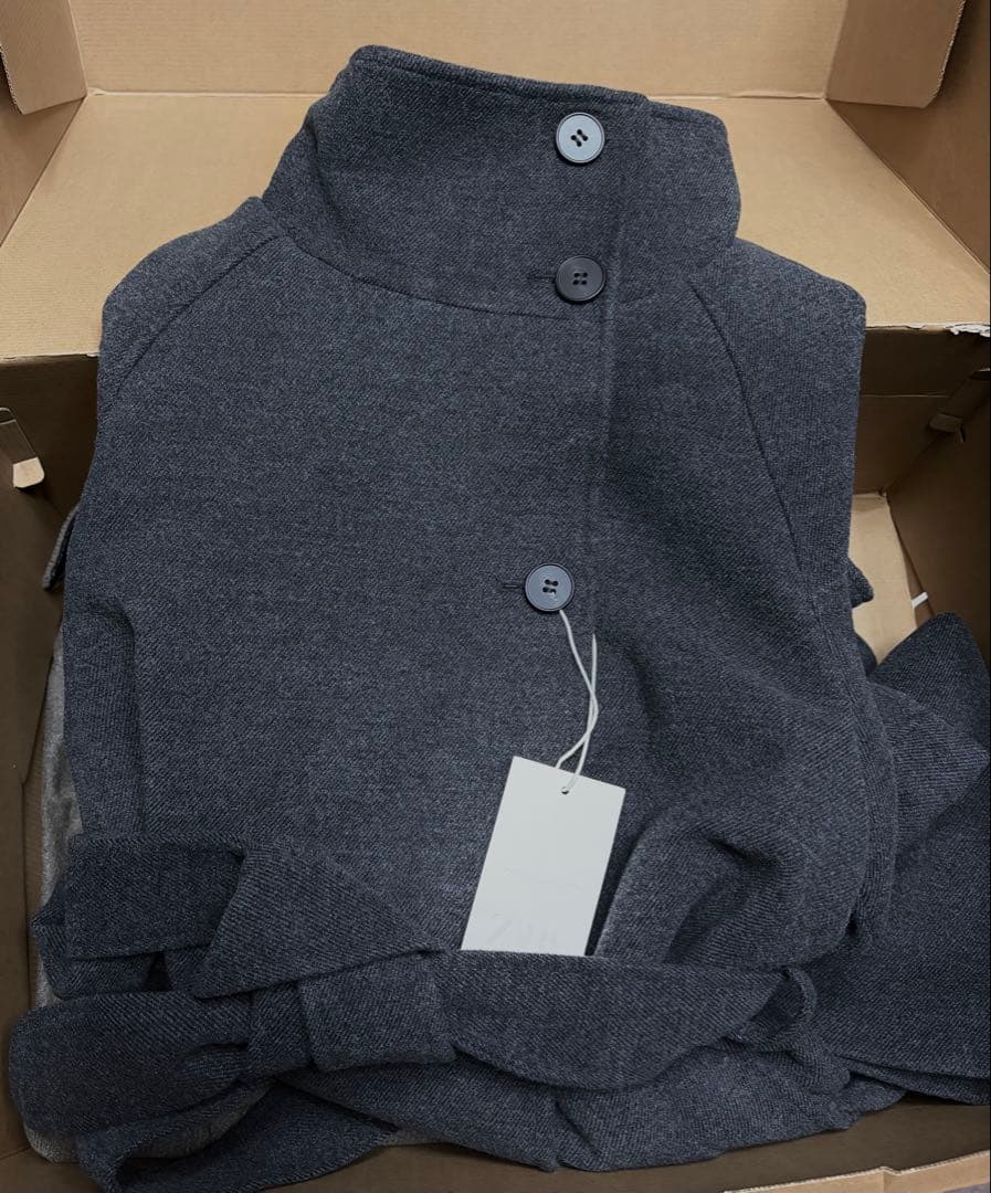 ZARA ソフトハイネックベルトコート　L