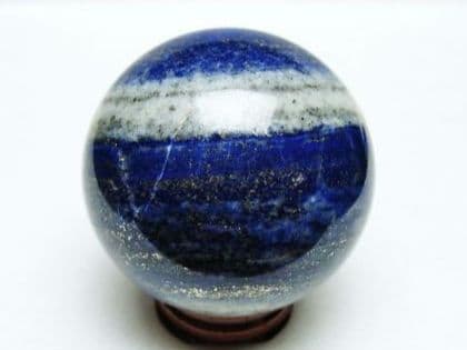 【最終割引特価】☆高級☆ラピスラズリ　丸玉　スフィア（木製台座付き）天然石