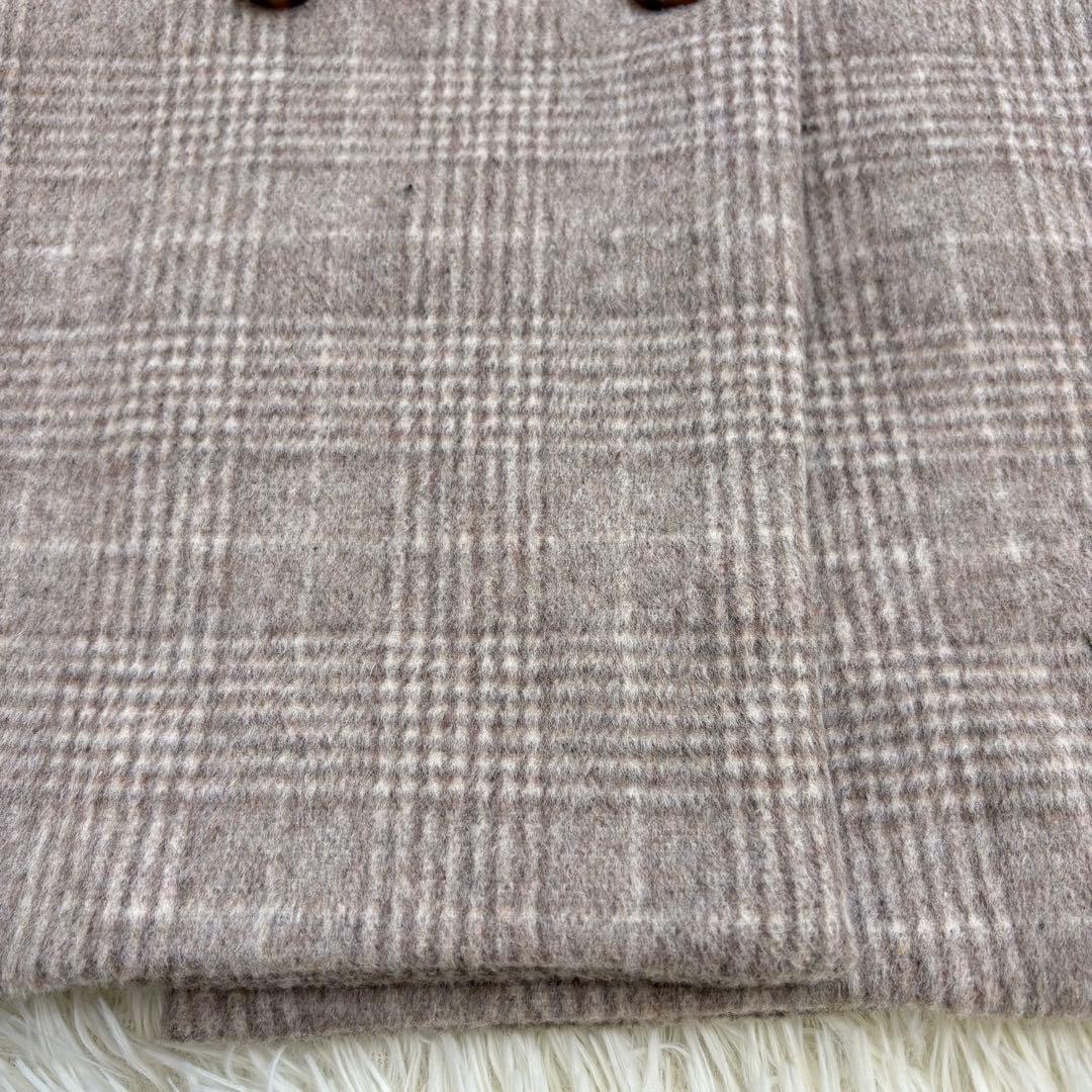 新品　COHINA コヒナ ミドル丈チェックコート F ウール混 ベージュ系