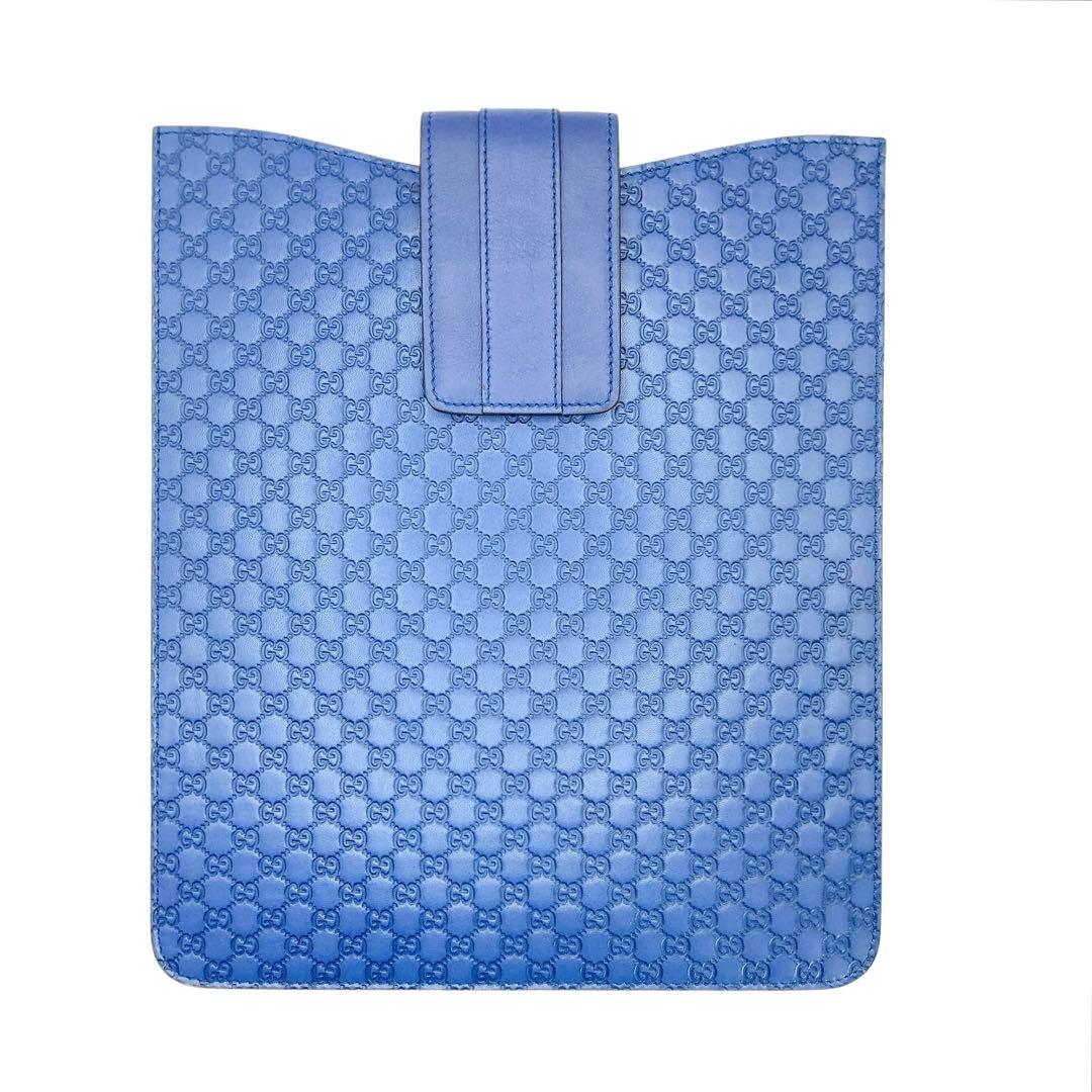 未使用✨GUCCI グッチ　タブレットケース　マイクロGG ブルー　オールレザー