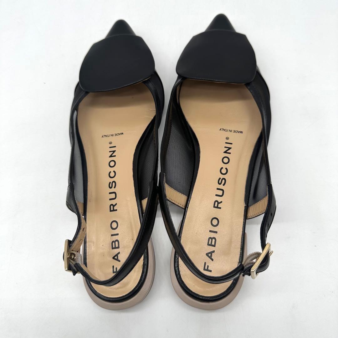 FABIO RUSCONI 【22.5】フラットパンプス メッシュ チュール 黒