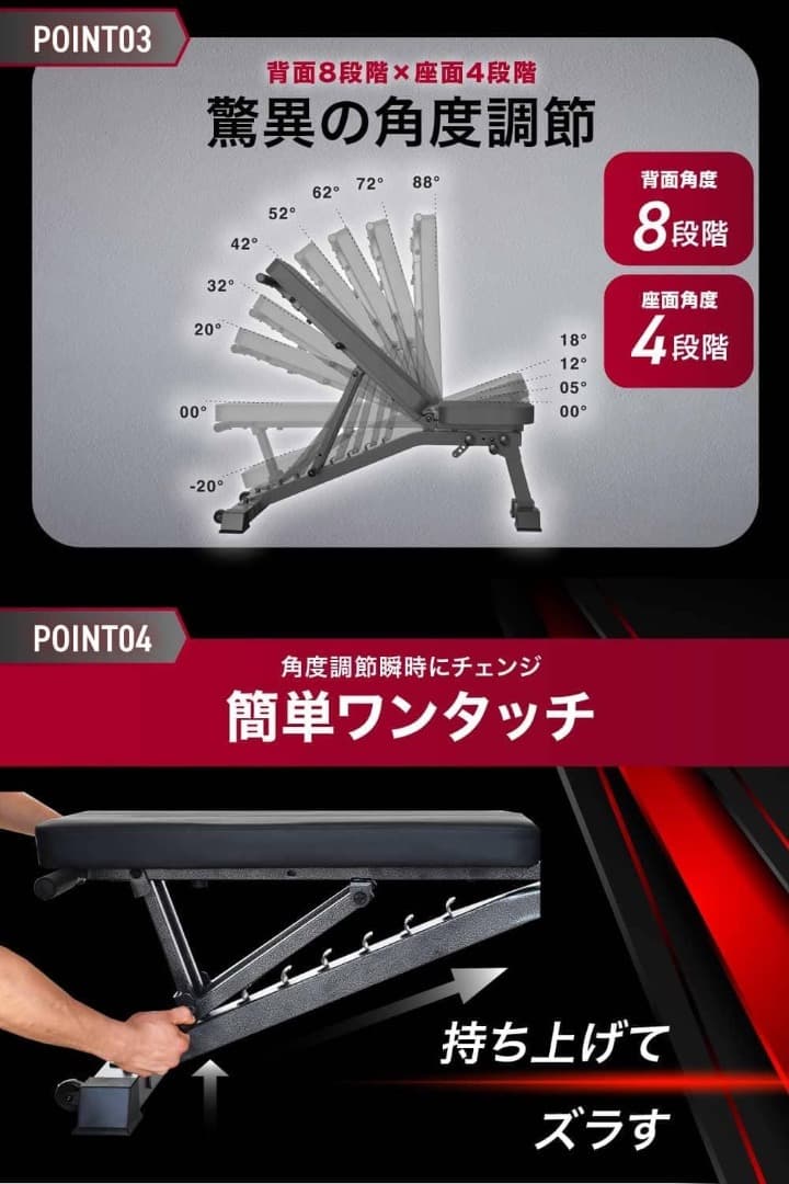 BARWING トレーニングベンチ インクラインベンチ デクライン フラット