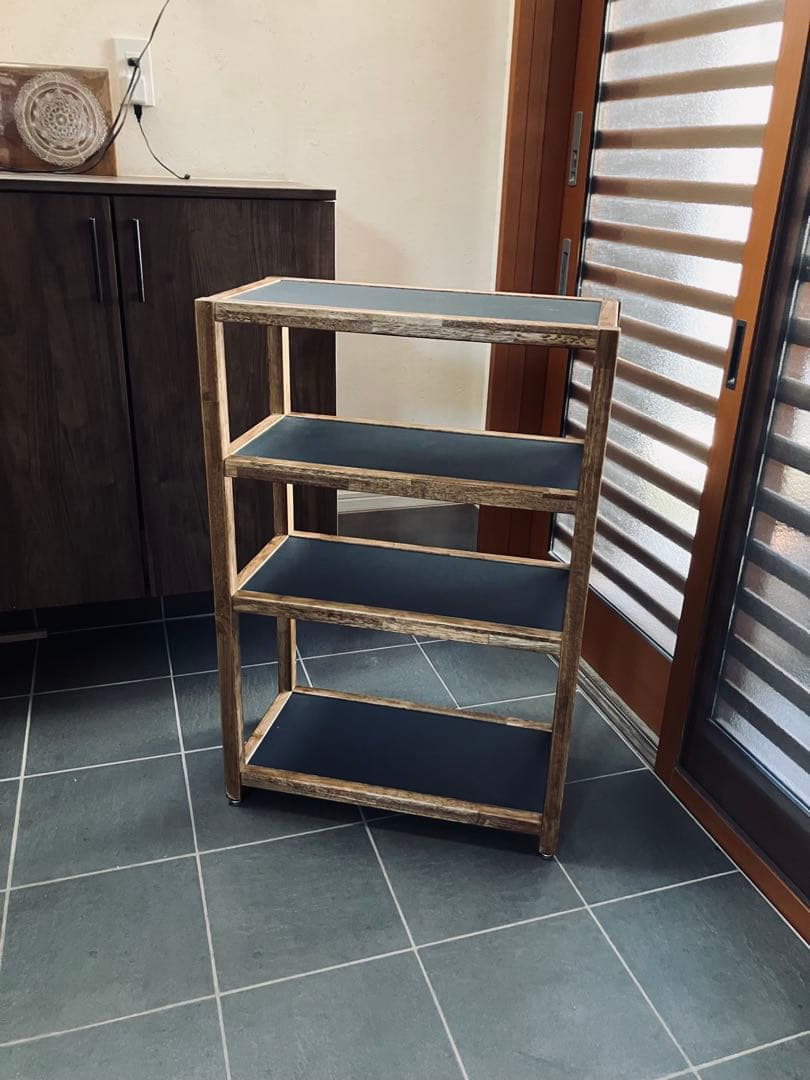 リノリウム×ラバーウッド　オープンシェルフ　オープンラック　ハンドメイド