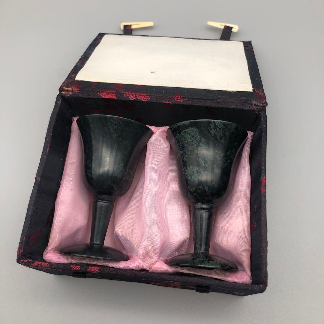 希少中国伝統葡萄美酒夜光杯ぶどうびしゅやこうはい箱入り酒器酒杯ワイングラス2点