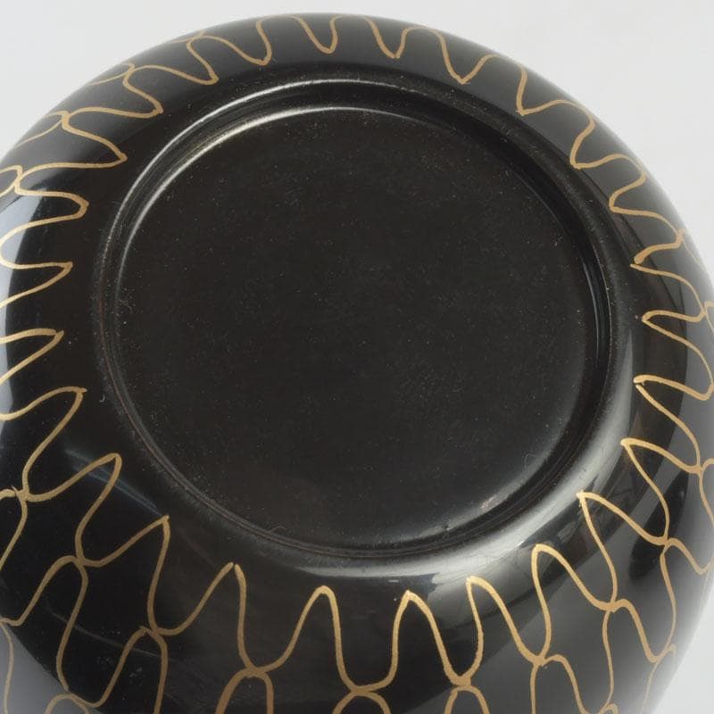 茶道具　中村湖彩作　黒網目蒔絵　中棗　共箱　V　9554