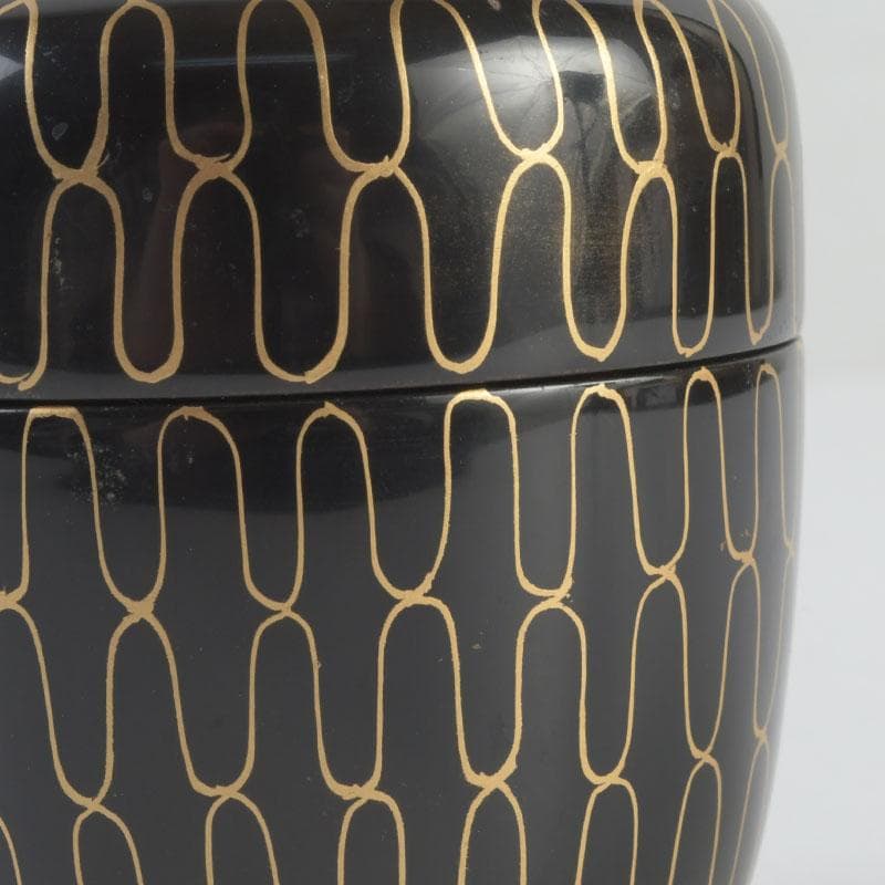 茶道具　中村湖彩作　黒網目蒔絵　中棗　共箱　V　9554