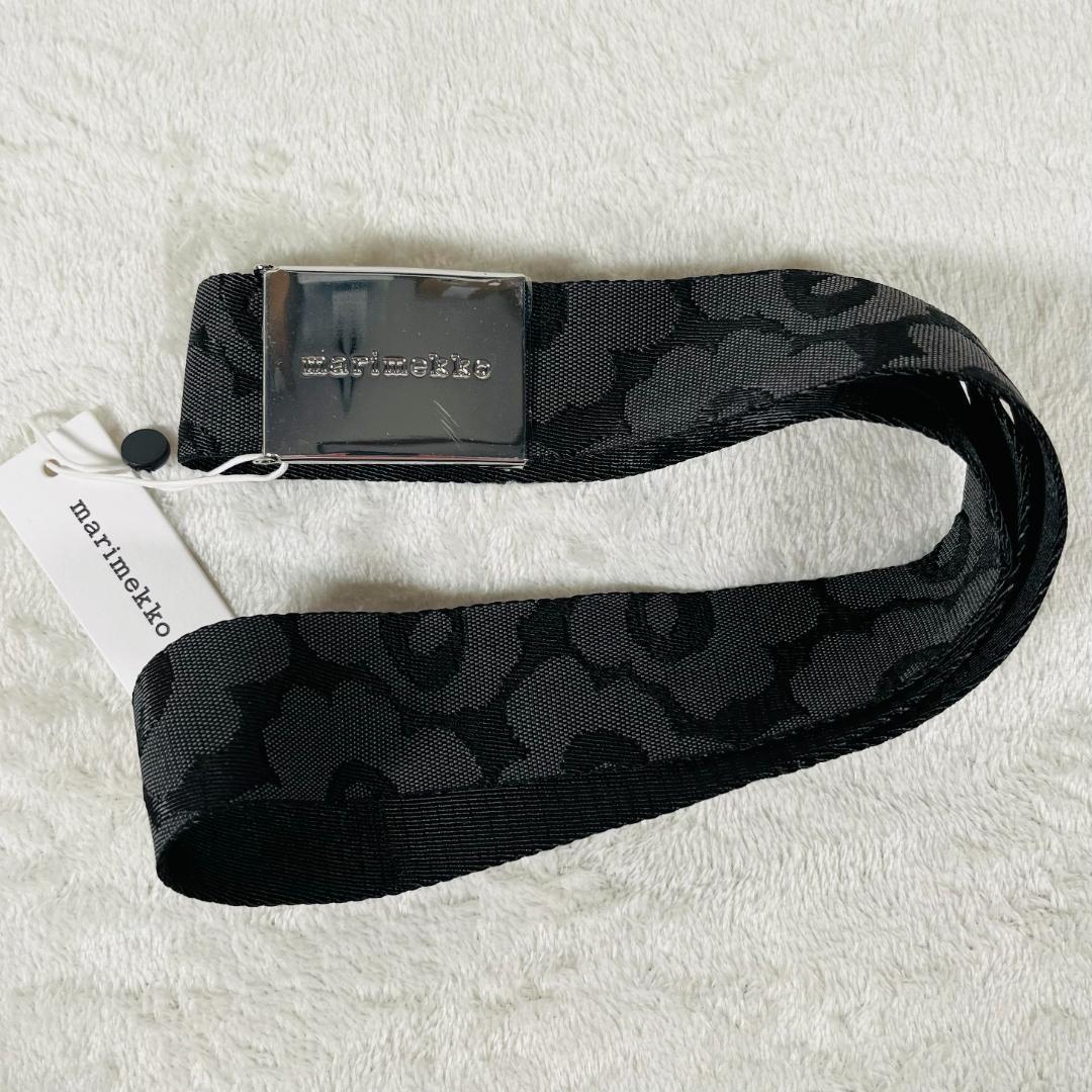 完売品 新品Marimekko マリメッコ ウニッコ柄 花 ベルト ブラック