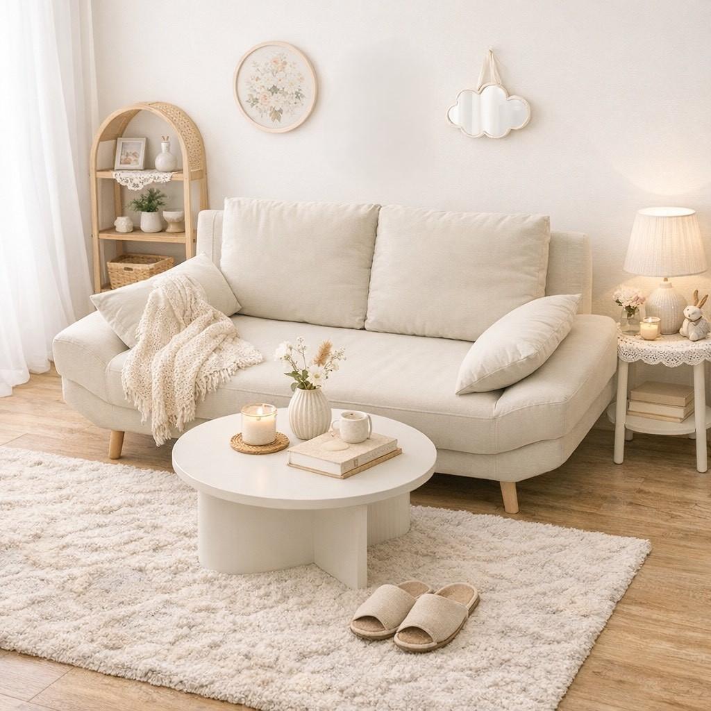 【新品】北欧風　ごろ寝ソファ　2～3人用　アイボリー　アウトレット