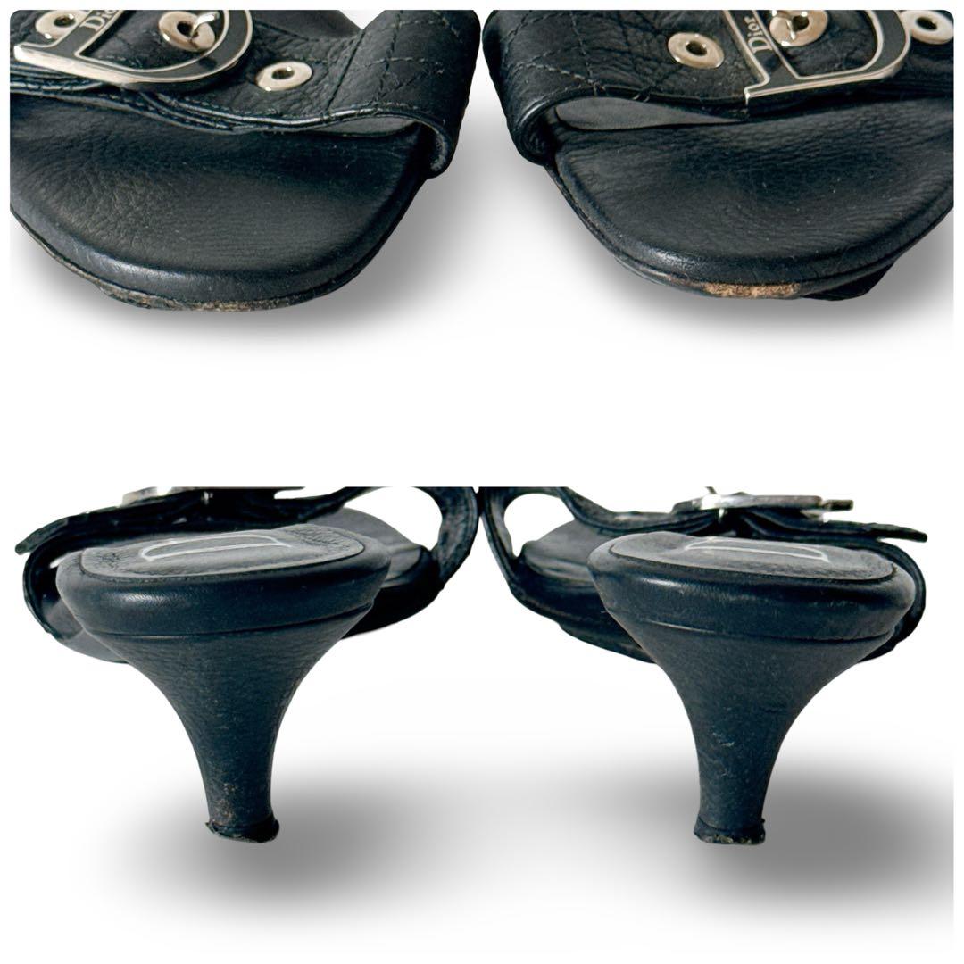 Dior クリスチャン・ディオール ロゴ レザー ミュール サンダル ブラック