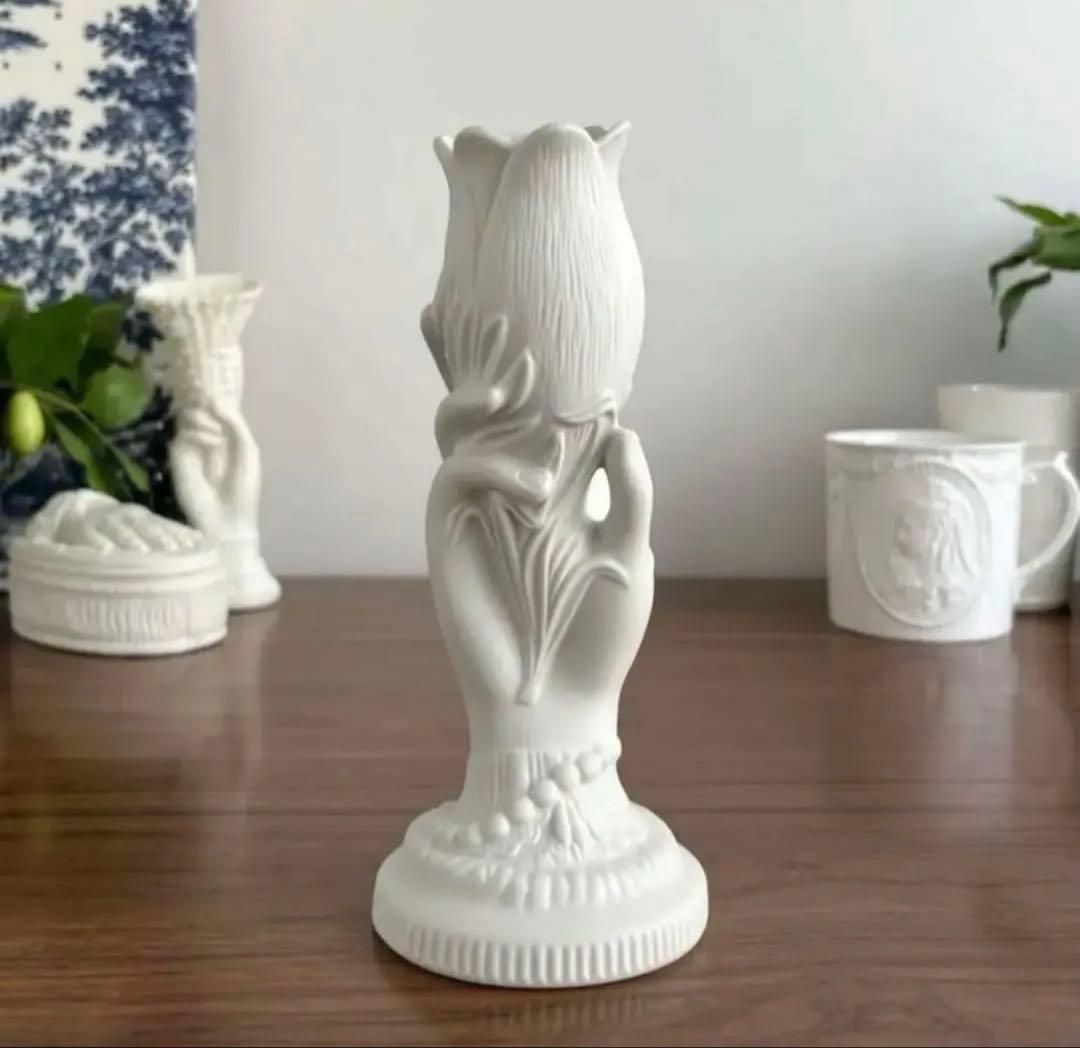 英国ヴィンテージ ♤ ホワイトビスクのハンドベース17cm ♤ ポートメイリオン