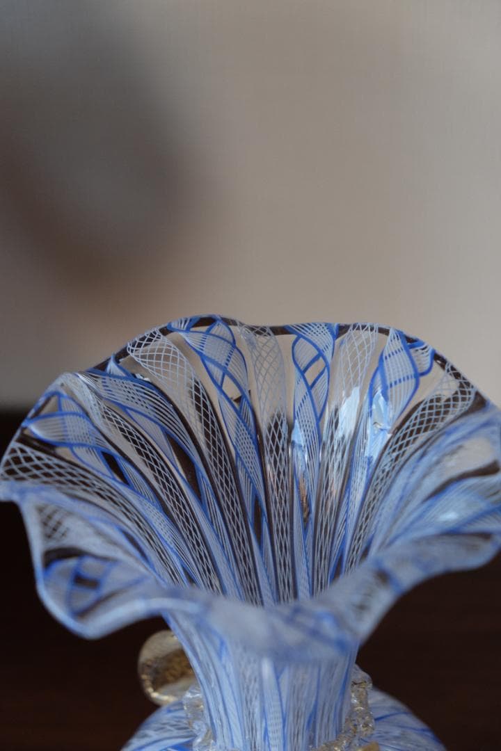 レースガラス 花瓶 ベネチアングラス ムラーノガラス アンティーク 江波冨士子