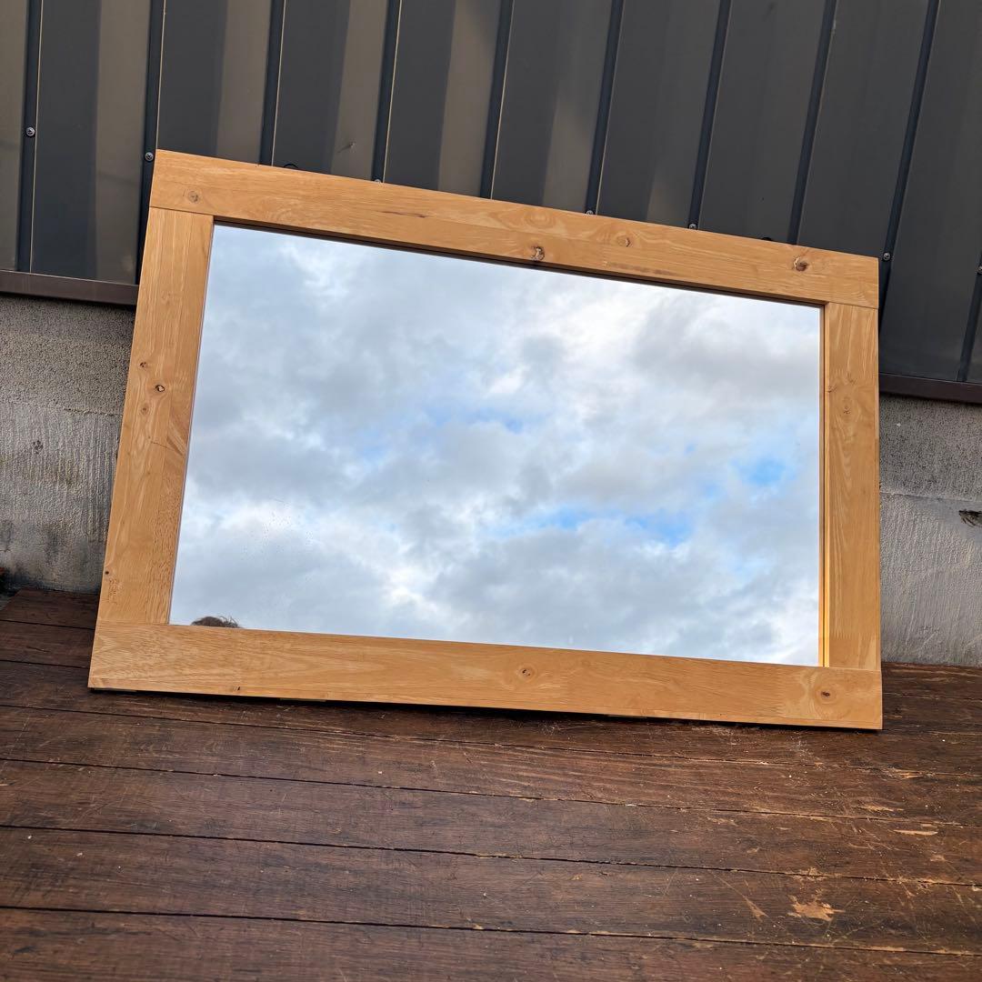 C3 北欧レトロ パイン材 木製カウンターテーブルドレッサー 鏡台スツールセット