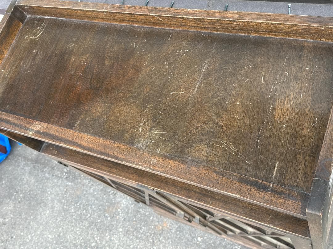 アンティーク 木製 ガラス戸棚 本棚 ブラウン インテリア ビンテージ 古家具