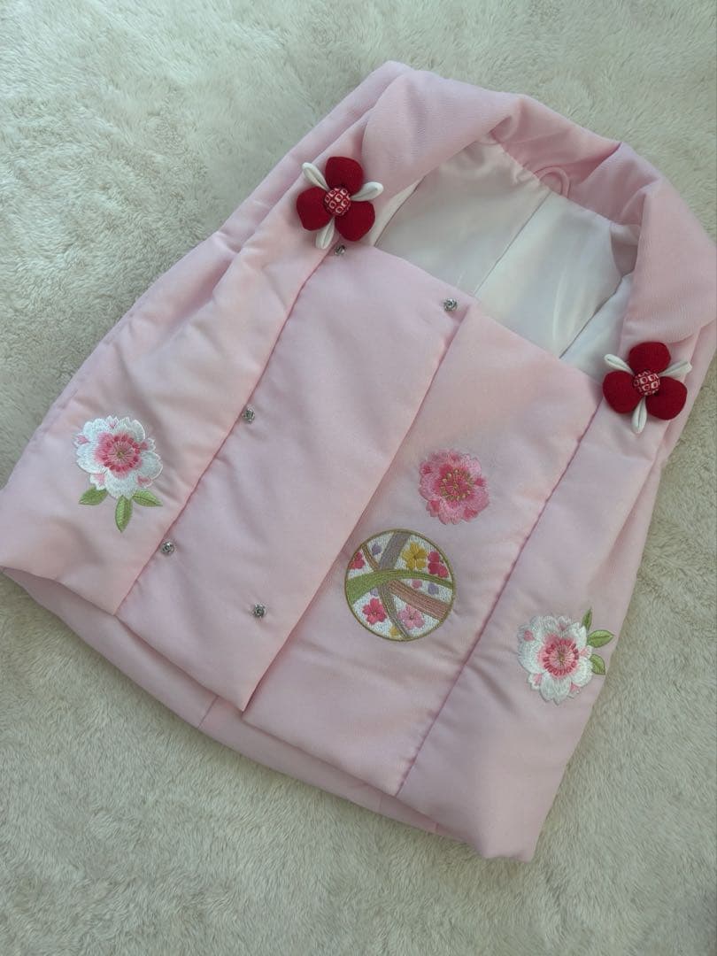 七五三用 花柄 ピンク 着物セット