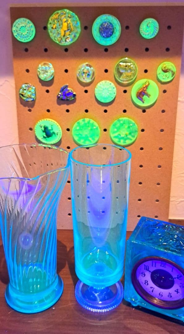 【希少】ウランガラス　大正アンティーク　大正時計　まとめ売り　発光　レトロ