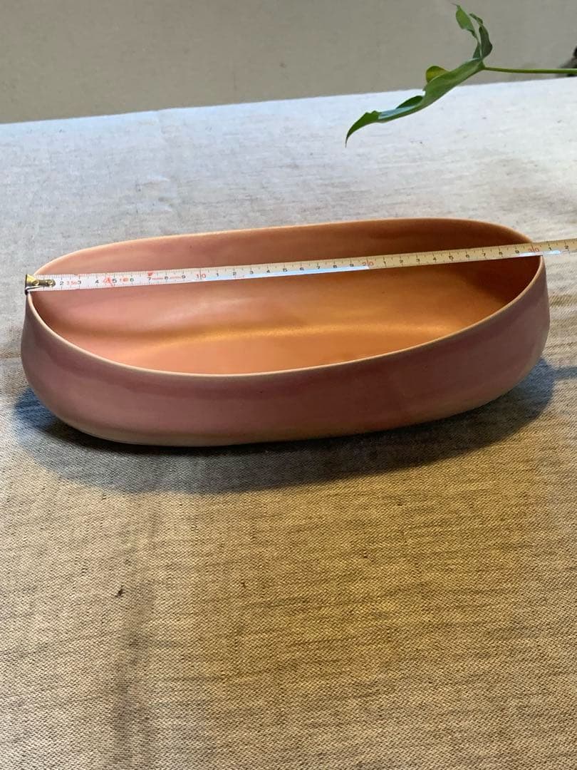 クリスチャンヌ　ペロション オーバル舟形　ピンク釉 初期作品　有元葉子　極美品