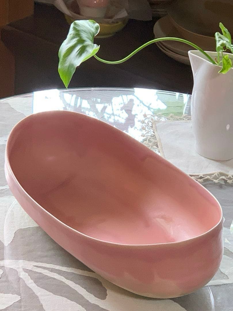 クリスチャンヌ　ペロション オーバル舟形　ピンク釉 初期作品　有元葉子　極美品